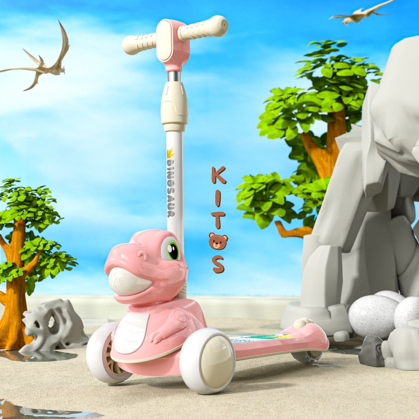 Cute Cartoon Dino Kick Scooter