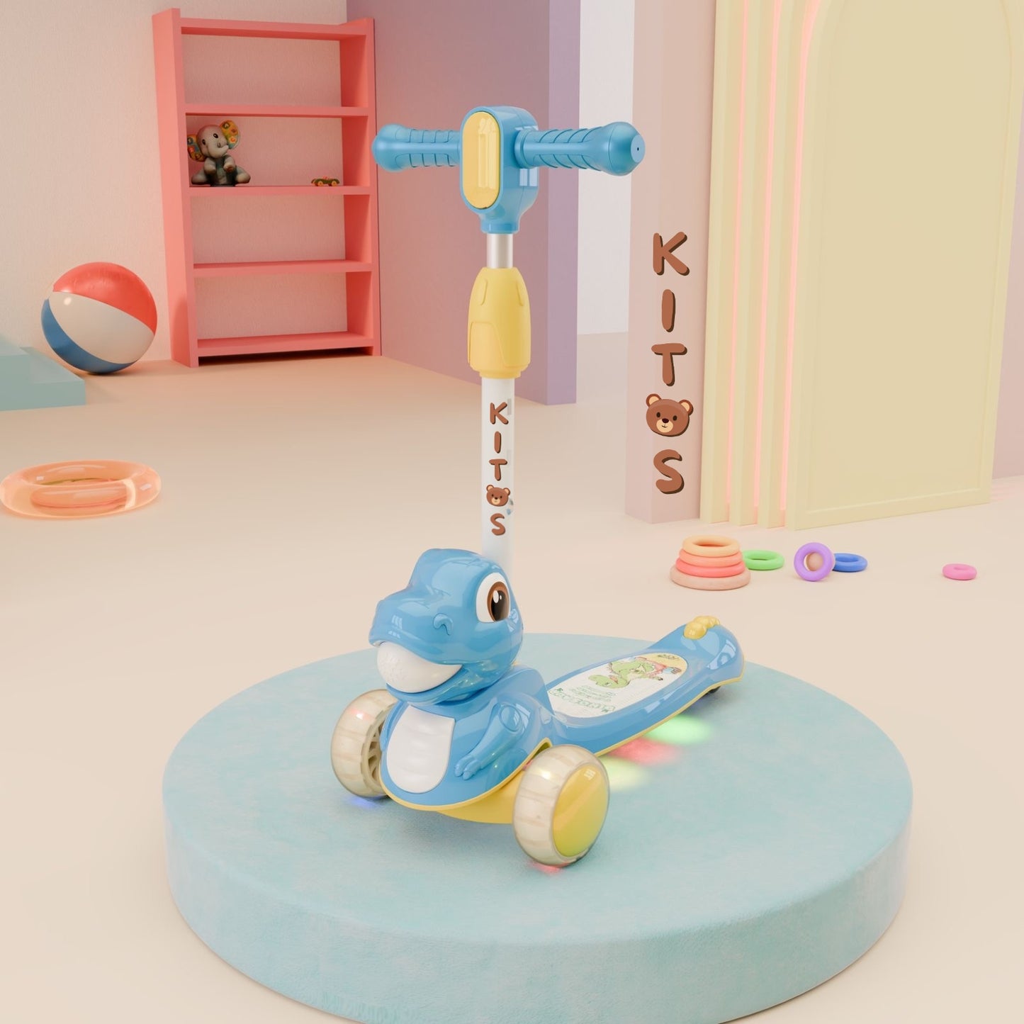 Cute Cartoon Dino Kick Scooter